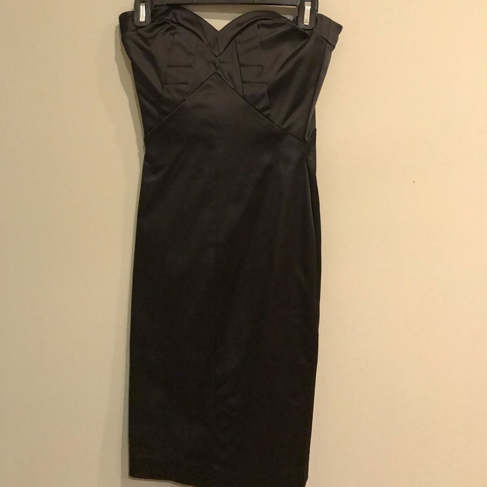 Bebe Black Sweetheart Satin Dress, Worn Twice